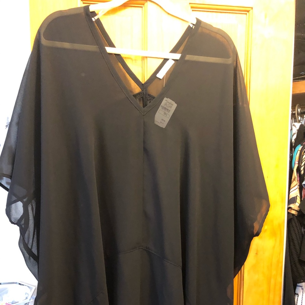 On the Road Black Oversized Sheer Top size M/L NWT